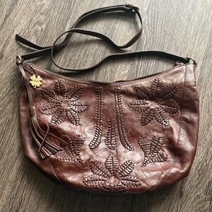 Lucky Brand Stitched Brown Leather Bag